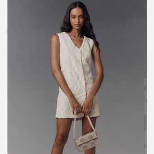 NWT ANTHROPOLOGIE SUNDAY IN BROOKLYN Sequin Vest Dress White Size Medium